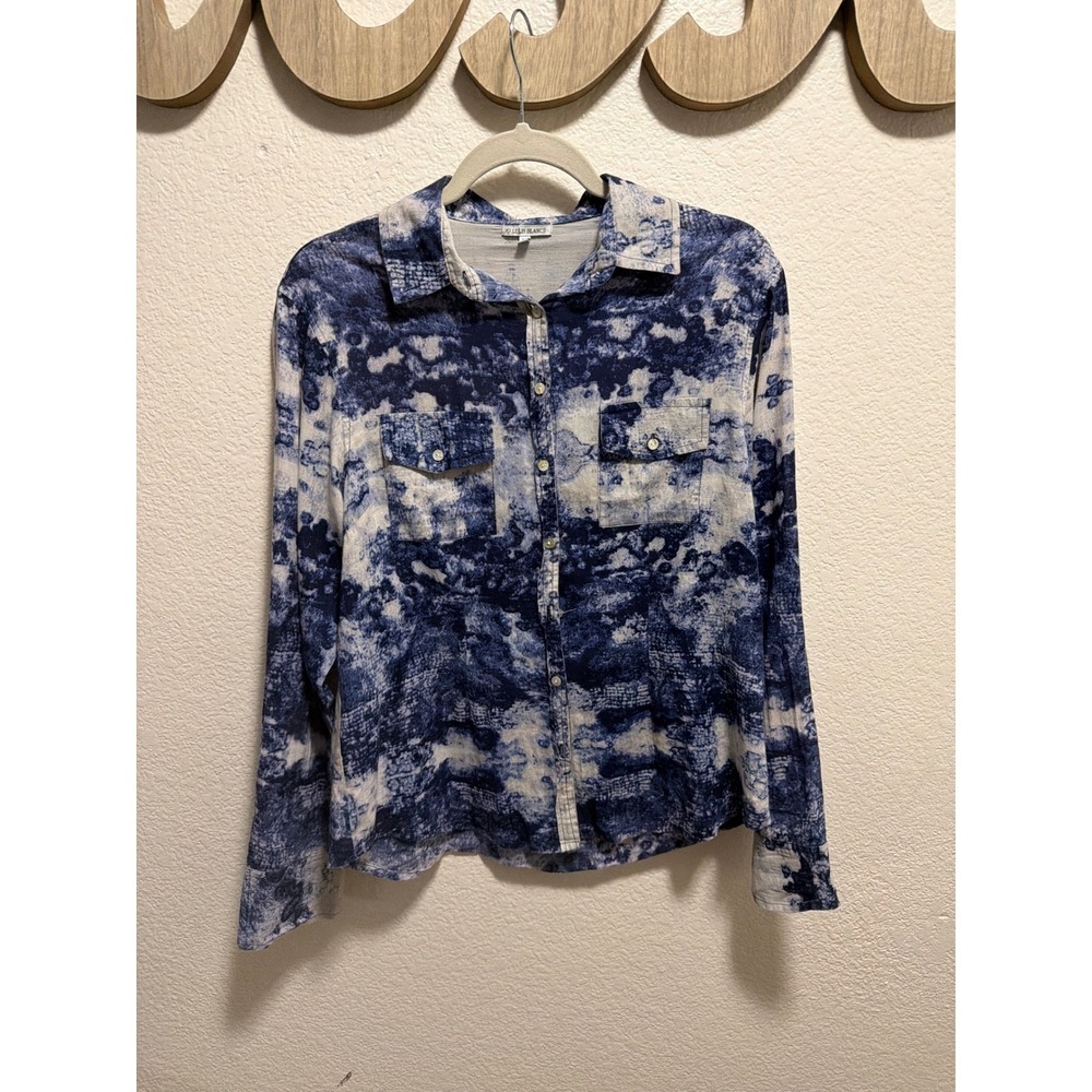 Le Lis Blanc Top Blouse Blue and White Size 38